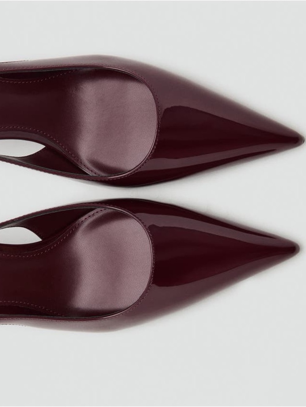 Mango Burgundy Patent Pointed Slingback Pumps